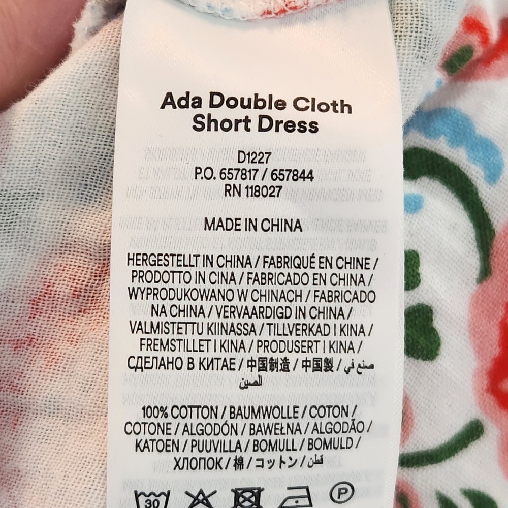 Boden Ada Double Cloth Short Dress Floral Cotton Button Down Midi Red Blue US 8L - Picture 4 of 10